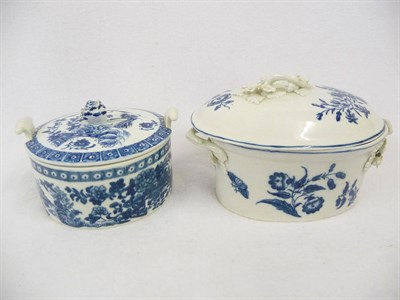 Lot 117 - A Worcester Blue and White Transfer Printed Butter Dish and  Associated Cover, circa 1775, of...