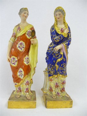 Lot 130 - A Pair of Continental Porcelain Figures of Classical Maidens, circa 1890, each standing in...