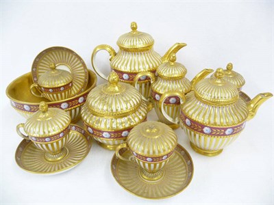 Lot 139 - A Berlin Porcelain Tea and Coffee Service, 19th century, each piece fluted and with vertical gilded