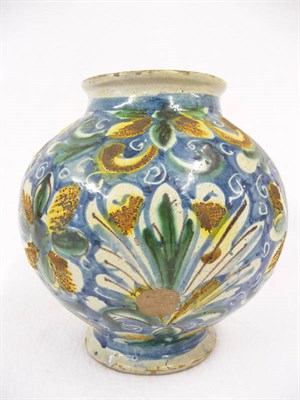 Lot 148 - A Continental Maiolica Ovoid Vase, perhaps Spanish, 18th century, decorated in green,...