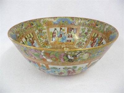 Lot 152 - A Chinese Porcelain Canton Decorated Bowl, circa 1890, circular, typically decorated with panels of