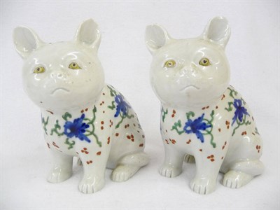 Lot 155 - A Pair of Japanese Porcelain Puppy Dogs, late Meiji Period (1868-1912), each seated, alert...