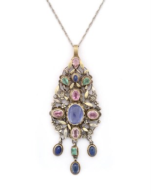 Lot 196 - An Arts and Crafts 'Phyllida' Pendant on Chain, by Arthur & Georgie Gaskin, circa 1930, the pendant