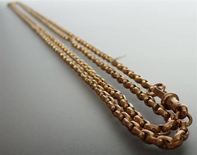 Lot 308 - A Guard Chain, faceted belcher links on a long length chain to a swivel catch, 151cm in length.