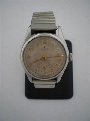 Lot 373 - A Stainless Steel Wristwatch, signed Rolex Oyster, Shock Resisting, circa 1945, mechanical...