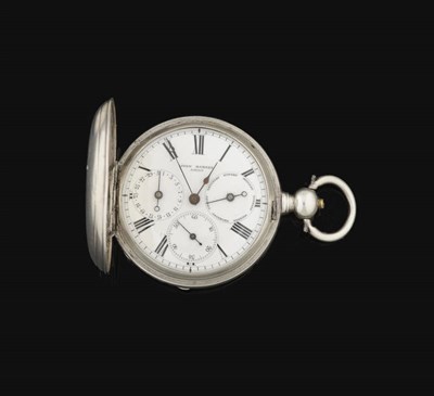 Lot 376 - A Full Hunting Cased Calendar Pocket Watch, Signed John Barrel, Locle, circa 1850, nickel...