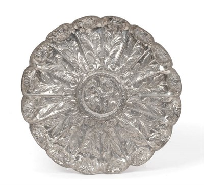 Lot 395 - A Continental White Metal Rose Water Dish in 17th Century Style, of lobed shallow shaped...