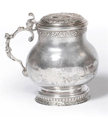 Lot 396 - A German Silver Tankard, import marked for Berthold Muller, Chester 1889, in 17th century...