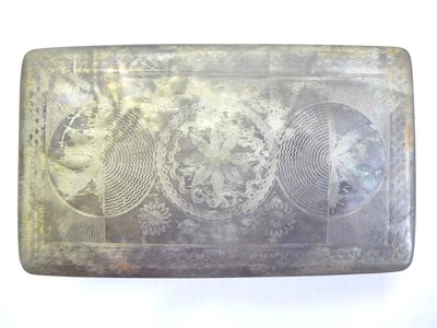 Lot 397 - A Dutch Silver Tobacco Box, circa 1840, rectangular with engine turned decoration, 12.5cm long