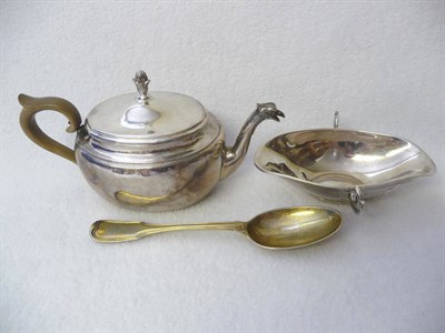 Lot 398 - A Silver Teapot, probably Rome, 19th century, of compressed oval section, with bud finial to...