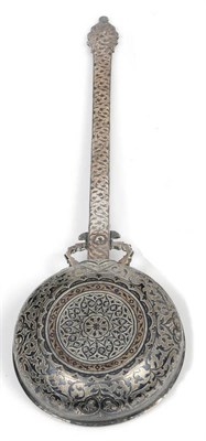 Lot 399 - A Caucasian Silver and Niello Ladle, bearing marks for Moscow 1841, and with French swan...