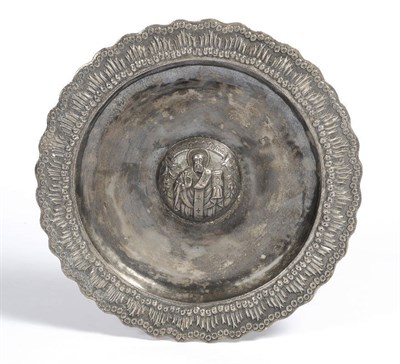 Lot 402 - An Ottoman Silver Dish, perhaps Mahmud II, circa 1800-1850, of waved circular shape, the rim...