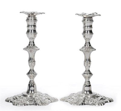 Lot 415 - A Pair of Elizabeth II Tapersticks, J B Chatterley & Sons, Birmingham 1968, hexafoil cast shell and