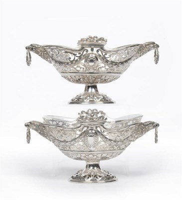 Lot 429 - A Pair of Edward VII Pedestal Baskets, Goldsmiths & Silversmiths Co Ltd, London 1906, of oval...