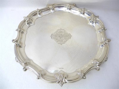 Lot 432 - A George V Salver, Mappin & Webb, Sheffield 1912, shaped circular with deep leaf and scroll...