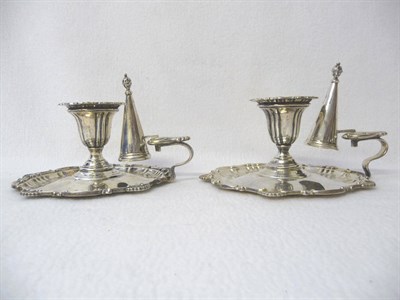 Lot 434 - A Matched Pair of Chambersticks, Hawkesworth, Eyre & Co Ltd, Sheffield and London 1902-12, the...