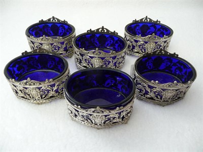 Lot 446 - A Set of Six Victorian Salt Cellars, Gourdel, Vales & Co, import marked for London 1887, the...