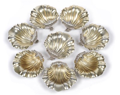 Lot 459 - A Set of Four George IV Salt Cellars, Joseph Craddock, London 1825, formed as shells upon...