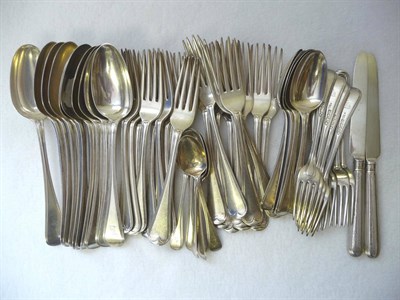 Lot 460 - A George IV Part Service of Flatware, William Chawner, London 1823/4/8, Old English thread edge...