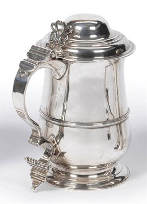 Lot 489 - A George III Tankard, John King, London 1774, the girdled plain baluster body with scroll...