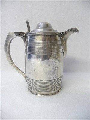 Lot 493 - A George III Jug and Cover, William Bateman, London 1817, of barrel form with reeded bands, angular