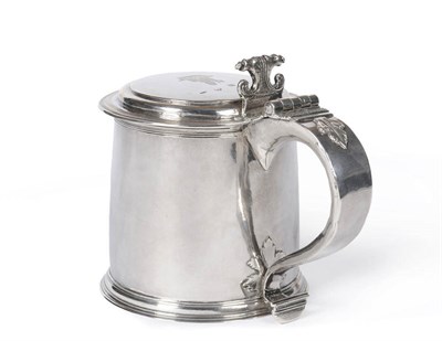 Lot 514 - A Charles II Tankard, maker's mark GS mullet below, London 1679, the plain tapering body with...