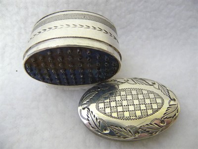 Lot 540 - A George III Silver Nutmeg Grater, Samuel Pemberton, Birmingham 1813, oval with hinged base and...