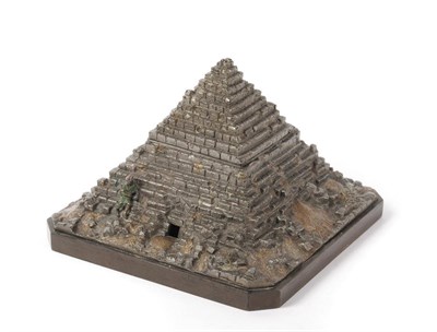 Lot 552 - A Cold Painted Bronze Inkwell as an Egyptian Pyramid, Franz Bergmann, Vienna, circa 1900, the upper