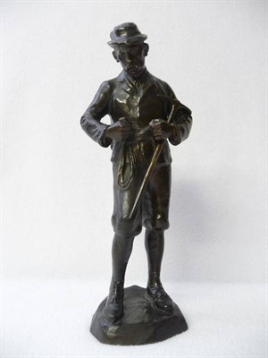 Lot 553 - Adolf Josef Pohl (Austria, b.1872): A Bronze Figure of a Mountaineer, the moustached gentleman...