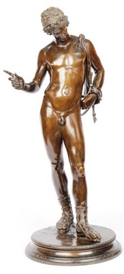 Lot 560 - Vincenzo Gemito (Naples 1852-1929), after the Antique: Bronze Figure of Narcissus, standing, gazing