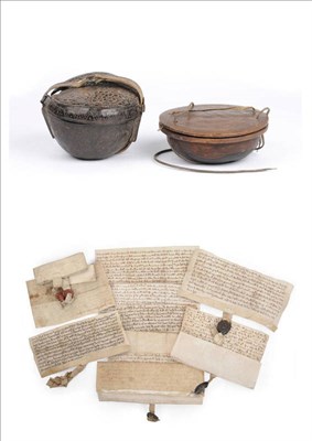 Lot 598 - A Collection of 13th Century Manuscript Deeds Relating to the Fitzherbert Family, contained in...