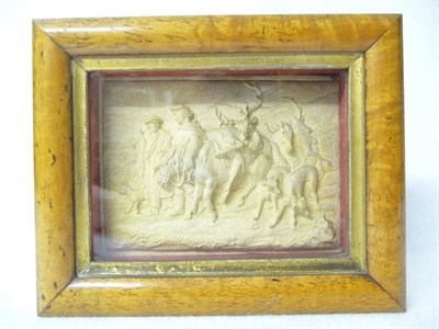 Lot 602 - After J Holt: A Plaster of Paris and Wax Relief Cast Panel, after Landseer, circa 1850,...