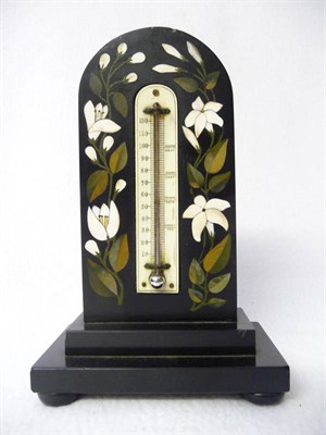 Lot 604 - A Derbyshire Pietra Dura Table Thermometer, probably Ashford-in-the Water, circa 1850, the...