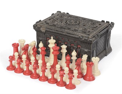 Lot 613 - A Staunton Ivory Chess Set by Jacques, London, 19th century, in the original Carton Pierre box,...