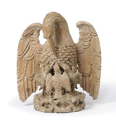 Lot 620 - A Carved Pine Figure of The Pelican in Her Piety, probably South German, 17th century, the...