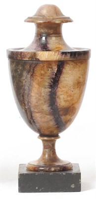 Lot 624 - A Derbyshire "Blue John" Spar Pedestal Vase, early 19th century, of classical semi-ovoid shape,...