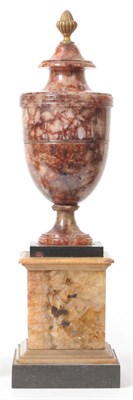 Lot 625 - A Derbyshire Spar Classical Vase on Stand, early 19th century, the integral bell shape cover...