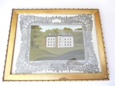 Lot 630 - A Sand Picture of Osborne House, initialled JM, circa 1830, rectangular, the house set amongst...