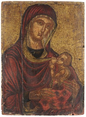 Lot 639 - A Greek Icon: Christ and the Virgin Mary, possibly Cephalonia, 18th/19th century, oil on wooden...