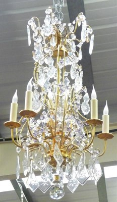 Lot 652 - An Ormolu, Cut and Moulded Glass Mounted Chandelier, French, possibly Baccarat, early 20th century