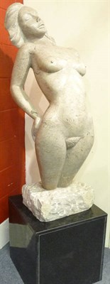 Lot 663 - Contemporary Sculpture: A Backward Arching Figure of a Nude Woman, Fossilitic Fawn Marble,...