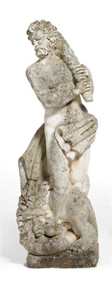 Lot 664 - A Limestone Type Garden Figure of Hercules, 20th century, standing contra-posto wielding his...