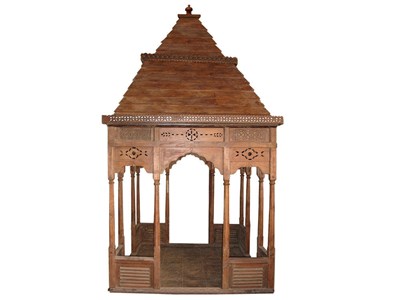 Lot 667 - A Maharaja's Pavilion from Rajastan, 20th century, the teak dodecagon construction decoratively...