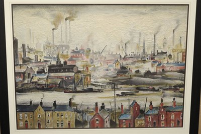 Lot 765 - After Lawrence Stephen Lowry R.A. (1887-1976) "Industrial Scene" Inscribed on a later label...