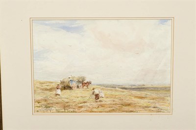 Lot 786 - Claude Hayes R.I. (1852-1922) "Haymaking near Winchester" Signed, inscribed with the title...