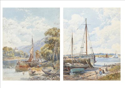 Lot 788 - Charles Rowbotham (1858-1921) "The Quay at Sloughden, Suffolk"; "At Neidestahmstein, Germany"...