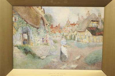 Lot 789 - David Woodlock (1842-1929) "Corner of the Village, Welford-on-Avon" Signed, inscribed with the...