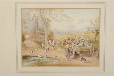 Lot 791 - Attributed to Horace Hammond after Myles Birket Foster (19th century) Figures in a Horse Drawn Cart