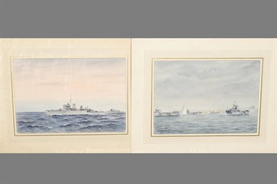 Lot 798 - Commander Eric Erskine Campbell Tufnell (1888-1978) "Landing Craft, Normandy June 1944"; "HMS Hebe"