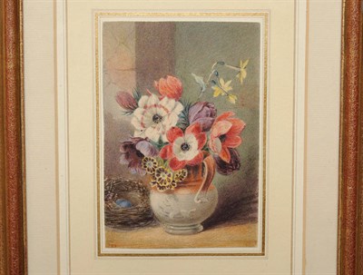 Lot 821 - Valentine Bartholomew (1799-1879) Still Life of Anemones and Spring Flowers Signed with the...